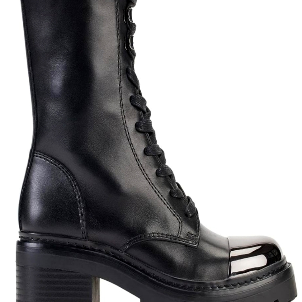 DKNY Women's Leather Smooth Metal-Cap-Toe Boot Combat size 8M
